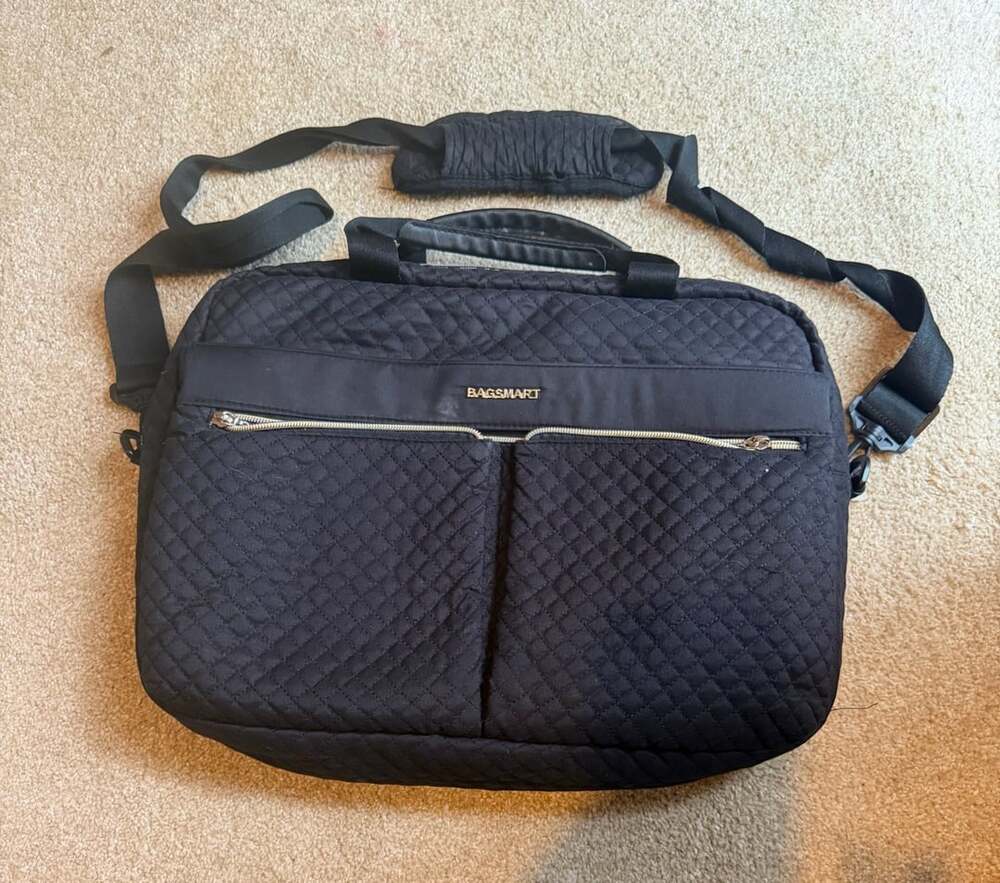 BAGSMART Quilted Laptop Briefcase Bag Black Work Messenger Shoulder Bag